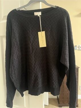 Allie Rose Black Textured Crewneck Sweater